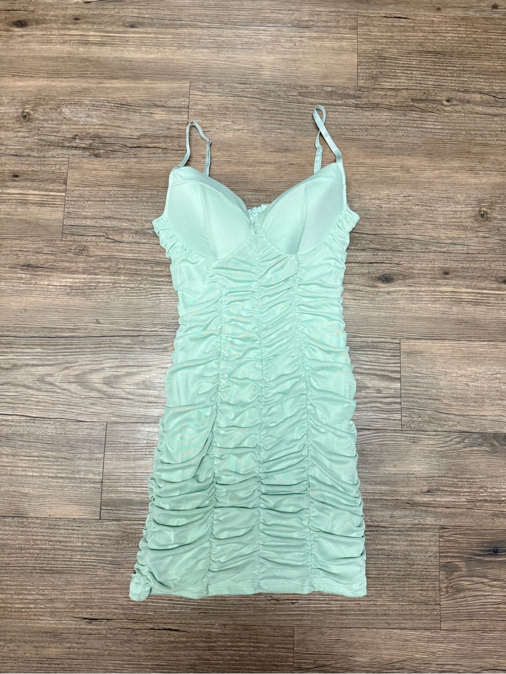 Haute Monde Ruched Mint Green Mini Dress